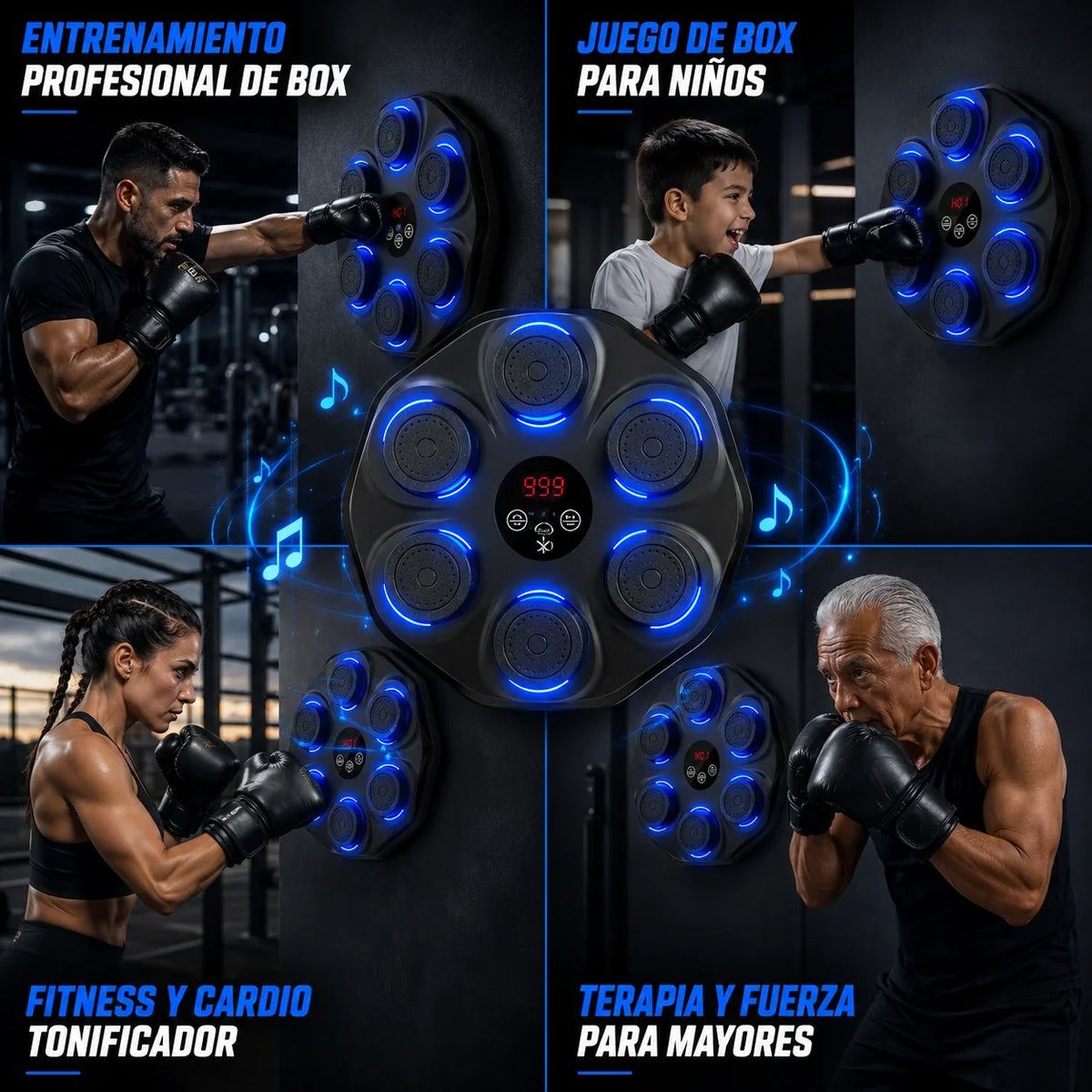 Maquina Boxeo con Bluetooth y guantes