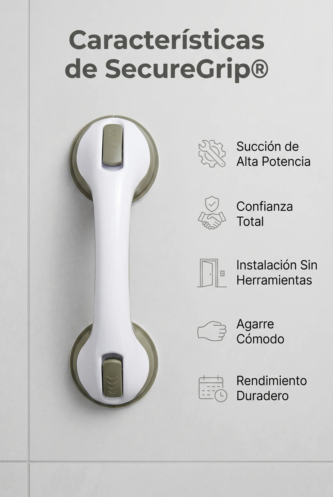 Mango Ventosa Ducha- Seguridad al Entrar y Salir