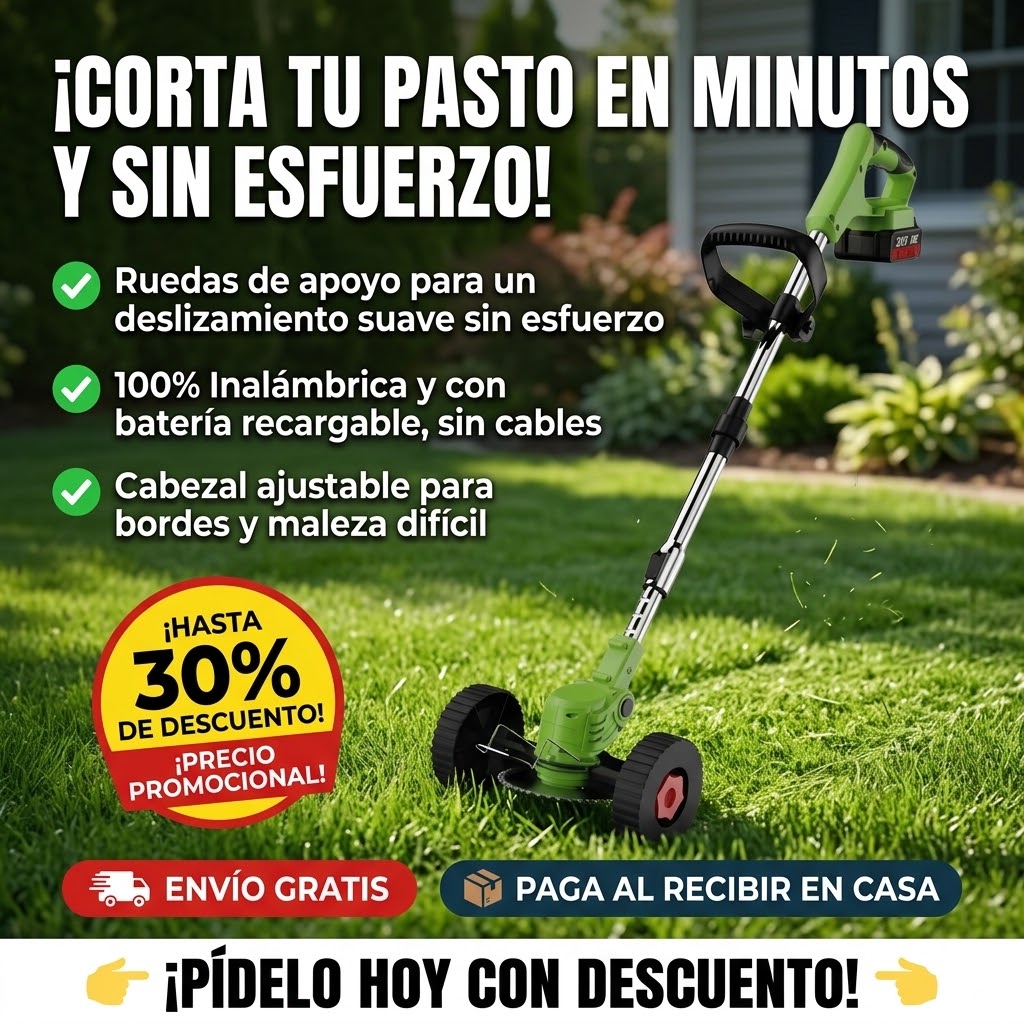 Cortadora De Pasto Inalambrica Con Ruedas