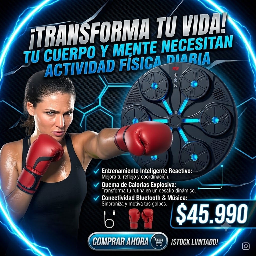 Maquina Boxeo con Bluetooth y guantes