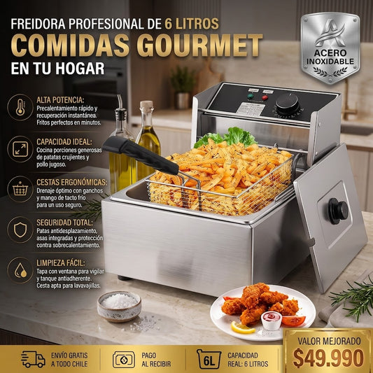 Freidora De Cocina Profesional De 6 L