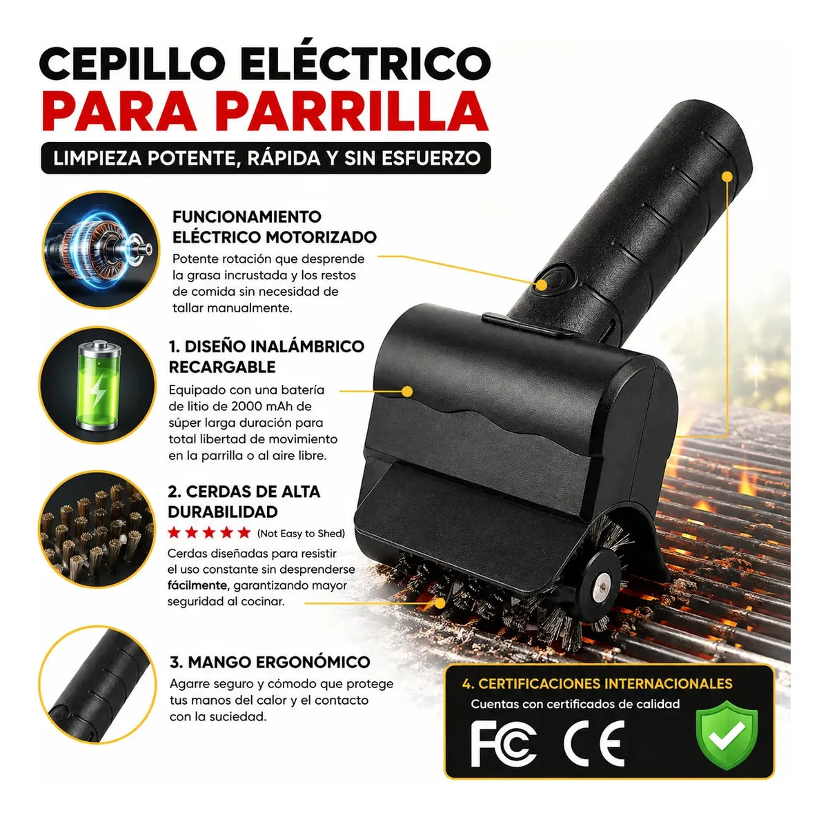 Cepillo Limpia Parrilla Inalámbrico