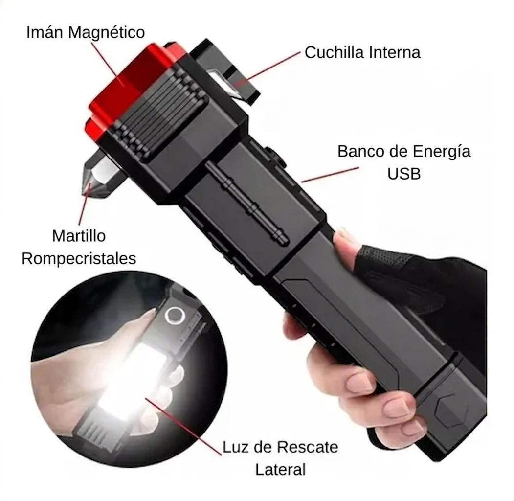 Linterna Táctica 4 en 1