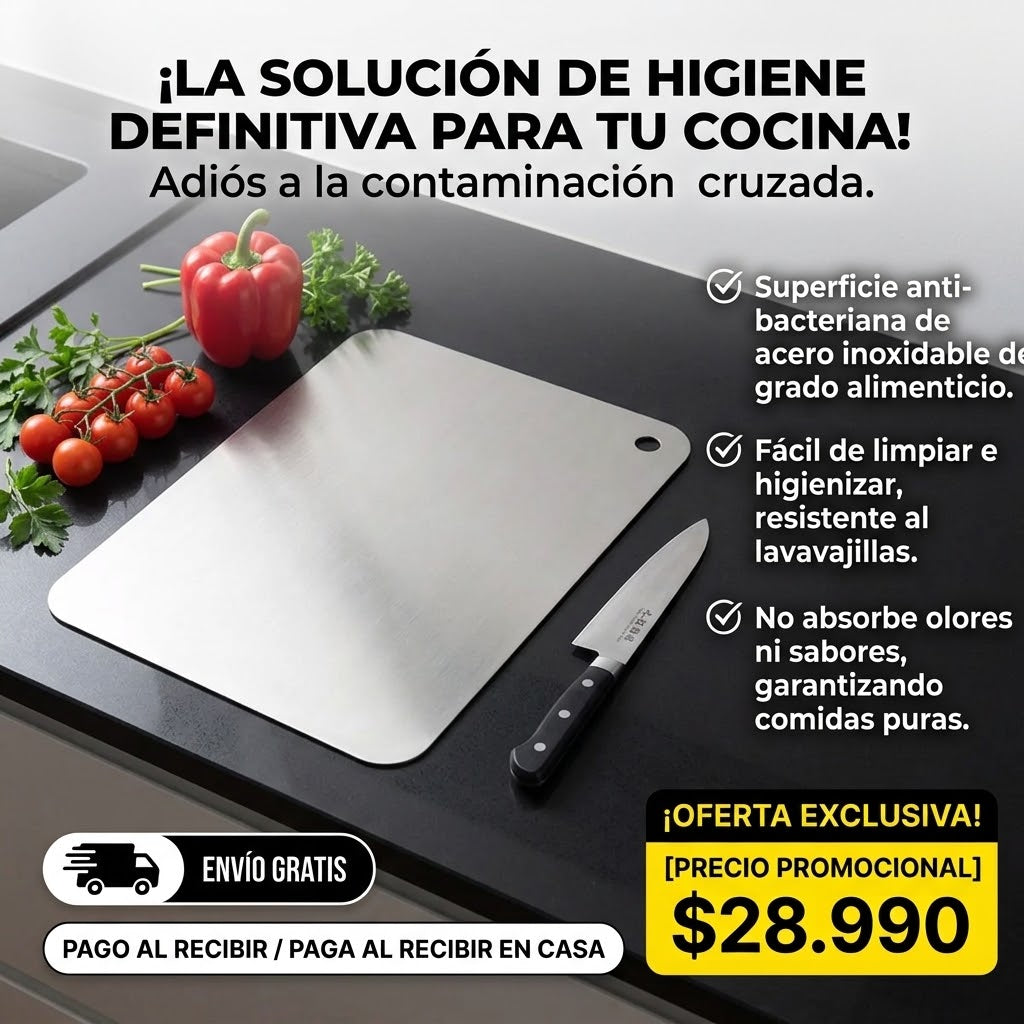 Tabla de cortar Acero Inoxidable - Corta sin absorber olores ni bacterias