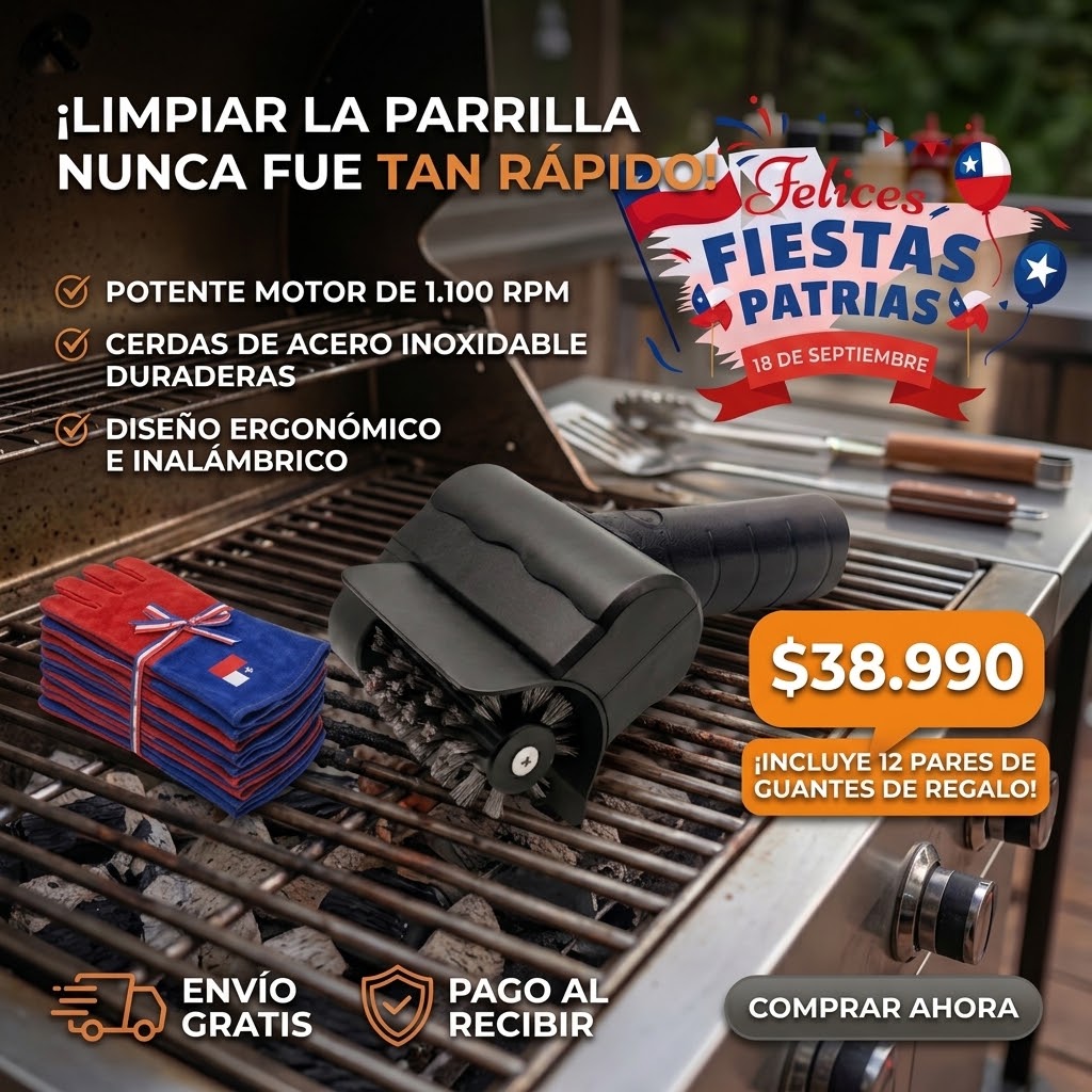 Cepillo Limpia Parrilla Inalámbrico + 12 Guantes
