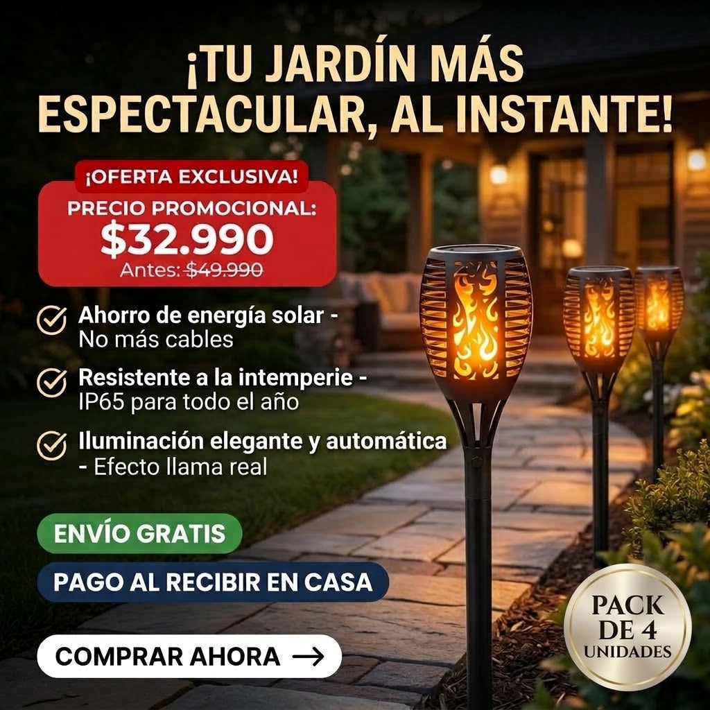 Pack 4 Antorchas Solares 50cm